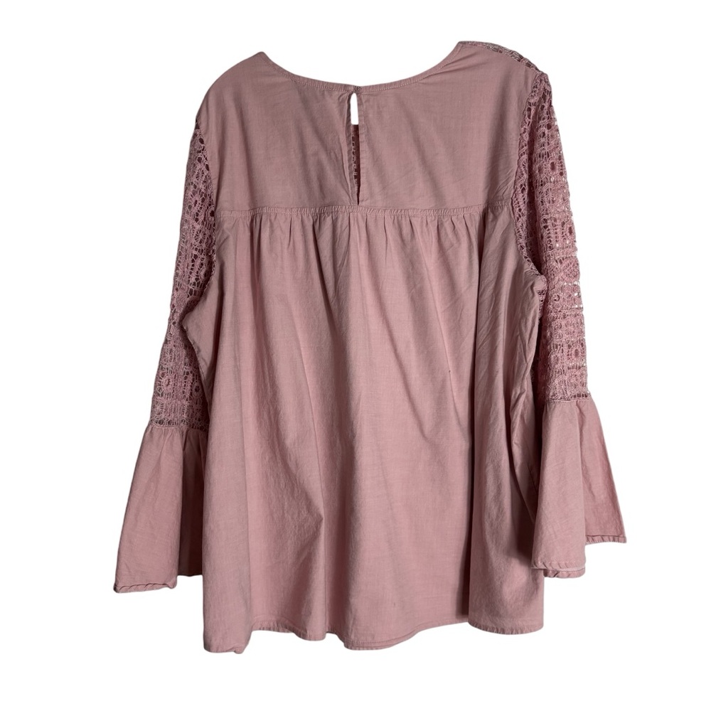 LANE BRYANT Lace Bell Sleeve Cotton Blouse Size 18/20 — FEMININE & ROMANTIC - Picture 3 of 8